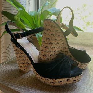 Restricted Suede Vintage Inspired Peeptoe Wedges